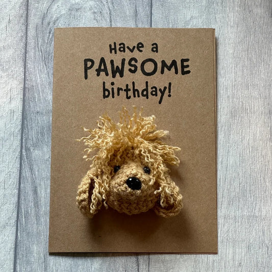 Pawsome Dog Birthday Card – Custom Crochet Pup for Pet Lovers