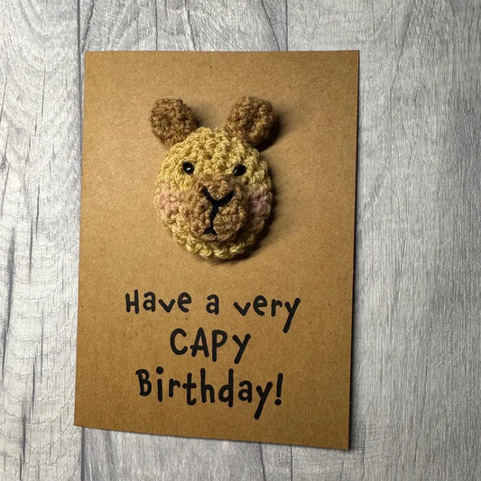 Capybara Crochet Birthday Card – 'Have a Very Capy Birthday'