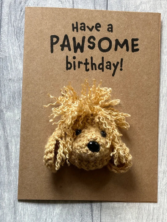 Pawsome Dog Birthday Card – Custom Crochet Pup for Pet Lovers