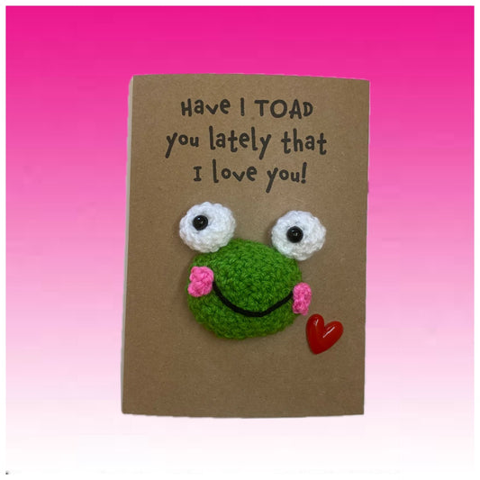 Frog Anniversary Crochet Card - 'Have I TOAD You Lately That I Love You'