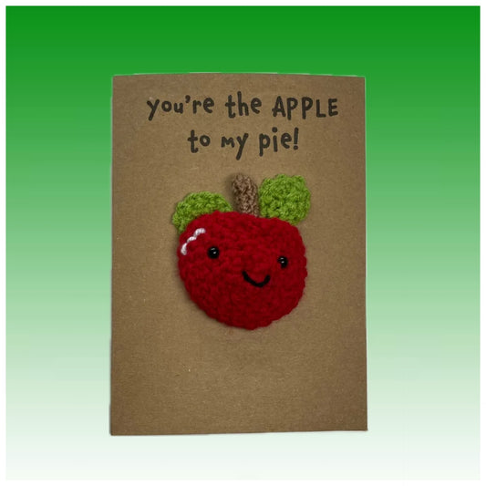 Apple to My Pie Anniversary Card - Handmade Crochet Kraft for Valentine's